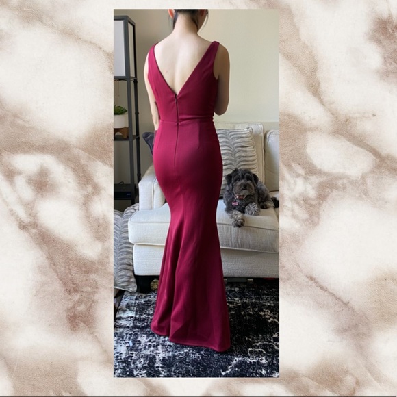 Lulu’s red plunge / plunging maxi dress gown XS - Picture 3 of 3